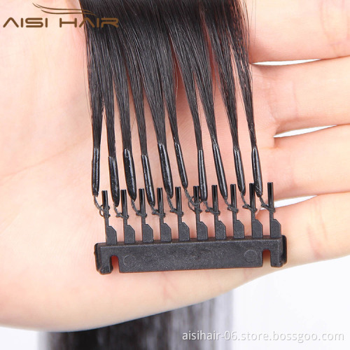Aisi Hair 2018 New Arrival Factory Directly Product Raw Indian hair 6D Clip in Hair Extensions